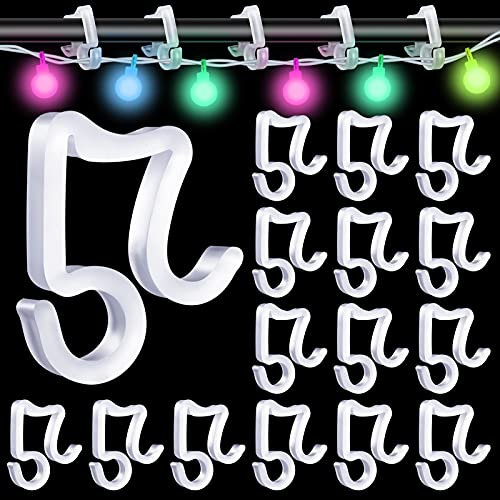 MELLIEX 50 Piezas Gancho de Luces Plástico, Mini Gancho de Luces de Hadas Clips de Luces para Navidad Canalones Al Aire Libre