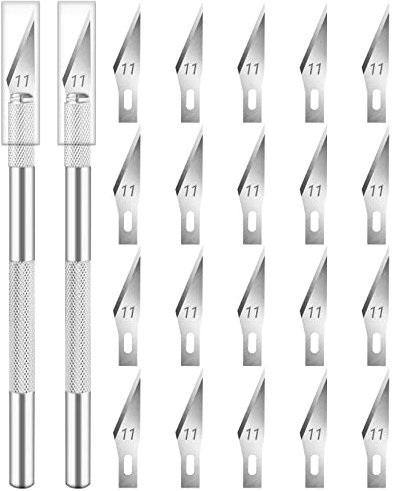 Artcut 2 Pcs Scalpel, Cutter De Précision avec 20 Lame Scalpel, Scalpel Chirurgical pour Sculpture, Kirigami, Modélisme, Scalpel De Découpe pour DIY, Loisir, Mini Cutter Cutter Precision (Argent)