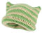 Fairy Grunge Beanie Y2K Katze in der Mütze, gestreift, gehäkelt, Slouchy Mütze, Winter, warm, gestrickt, Alt, Kopfbedeckung, Zubehör, Grün , Medium