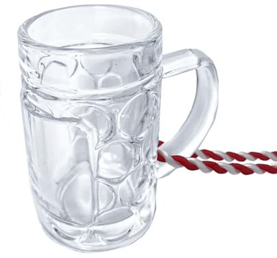 Carlso 6x Mini Bierkrug, Massglaß, Seidel, Oktoberfest, Bayern Schnapsglas 4cl (6x rot/weiss)