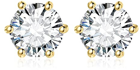JewelryPalace Rundschliff 4ct Zirkonia Ohrstecker Silber 925 Damen, Simulierter Diamant Braut Schmuck Set, Ohrringe Silber Mädchen Edelstein,Ohrstecker Silber Klein mit Stein Geschenk Frauen Vergoldet