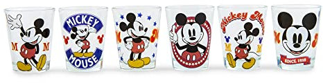 Disney Vintage Mickey Mouse Lot de 6 mini verres à shot à whisky 60 ml