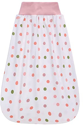 Babyschlafsack 0,5 Tog mit elastischem Bund, Sommer Wickelsack aus Baumwolle, Strampler für Baby Kleinkinder Kinder 6-12 Monate (Bunte Punkte)