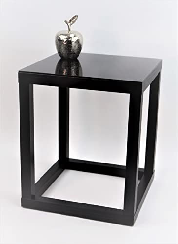 Beistelltisch, Couchtisch, Blumensäule, Dekosäule, Cube, Gestell Schwarz, Glas Schwarz, Verschiedene Größen (30 x 30 x Höhe 60cm)