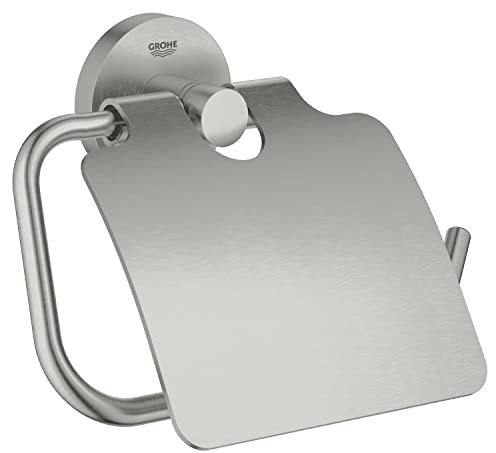GROHE Start - Papierhalter (Material: Metall, verdeckte Befestigung, mit Deckel, zum Kleben oder Bohren), supersteel, 41179DC0