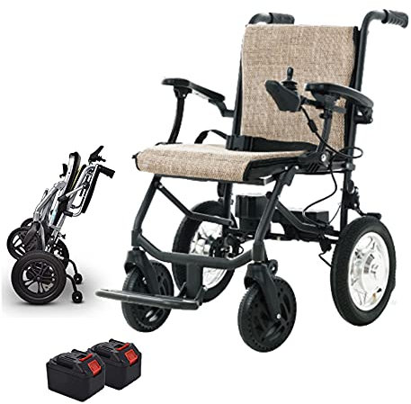 MOLVUS Elektrischer Rollstuhl, leicht, faltbar, Dual-Steuerung, kann in 1 Sekunde geöffnet werden, wetterfest, superleicht, faltbar, stabil, doppelt motorisiert, leistungsstark