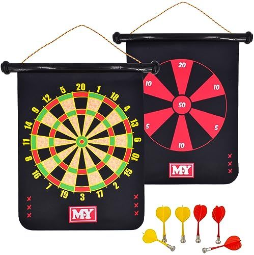 M.Y Magnetische 38,1 cm Dartscheibe für Erwachsene und Kinder | doppelseitig | zwei Spiele | wasserdicht