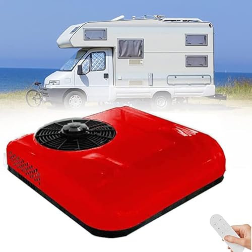 ALSUP 12V DC Aire Acondicionado/Ultra-Delgado Techo del Coche Aire Acondicionado es aplicable a monovolúmenes, vehículos, viviendas, Camiones, vehículos agrícolas, excavadoras, etc,Red-12V