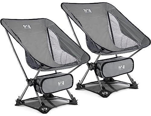 Trail Hawk Ultralight Camping Chairs, Grey, 2 Pack | Set of 2 Chairs, Compact Folding Design, Durable 600D Polyester, Carry Bags & Ground Mats Included, 1.65kg Weight