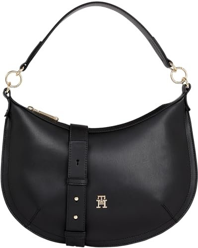 Tommy Hilfiger Donna Borsa a Spalla Shoulder Bag con Zip, Nero (Black), Taglia Unica