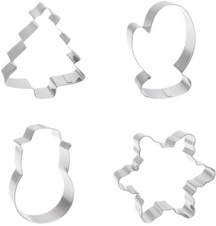 Molinter Weihnachtsstil Ausstechfomen Set Edelstahl Ausstecher Weihnachtsbaum Schneeflocke Handschuhe Weihnachtsmann 8 Stück