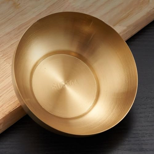 Zoegneer Sushi-Dip-Schalen aus Edelstahl, goldfarben und silberfarben, für Küche, Zuhause, Restaurant (15 cm, goldfarben)