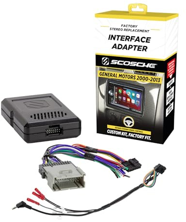 Scosche GM2000SWF Factory Stereo Replacement Interface Adapter, Compatible with Select 2000-2013 GM Vehicles, Car Radio Wiring Harness, Retain Steering Wheel Control & OEM Amplifier