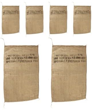 Jutesack Kaffeesack Gross für Pflanzen Kaffee-Recycling - Packung mit 6 Einheiten von 90x70cm - Kartoffelsack - Sandsäcke