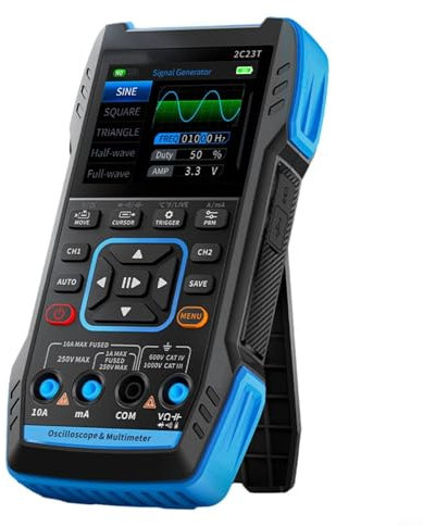 2C23T Handheld Digital Dual Channel Oscilloscope Multimeter 3in1 Signal Generator Multi Function Tester Electrical for Automotive Electronics(Standard)