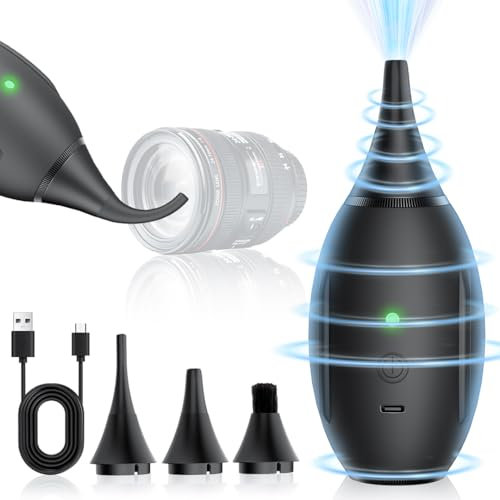 LYNCA Electronic Air Blower Portable Rechargeable,Electric Air Duster,Cordless Air Dusters,Compatible for Camera, Lens, Drone Air Cleaning Kit,Compressed Air Duster,Mini Cordless Air Blower（Black）