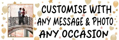 Large Personalised Banner Any Occasion Name with Photo for Men Women Boys Girls (6ftx2ft with PHOTO, Rose Gold Hearts)