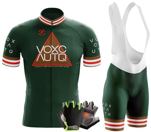 Herren Kurzarm Fahrrad Trikot Set,Rennrad Trikot Herren Set, Herren Fahrradtrikot + Halbfinger Sommer Fahrradhandschuhe (L,Typ-1)