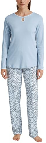 CALIDA Sweet Dreams Pyjama, lang Damen, aus 100% Baumwolle, Hose mit stoffbezogenem Gummibund