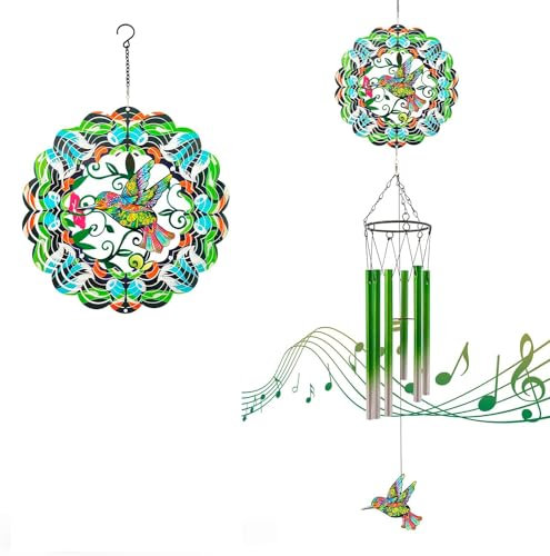 TFANUO Windspiel Metall Wind Chimes15cm Edelstahl 3D Windspiel Innen mit Laserschnitt Kinetic Spinner ¡