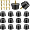 12 PCS Cutting Board Feet - Round Non-Slip Soft Rubber Bumpers With Matching Screws & Metal Washer - Anti-Scratch Black Feet for Chair Furniture