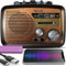 Retoo Radio Bluetooth FM Retro Nostalgie Radio Kofferradio Gehäuse in Holzoptik Vintage Radio Kompaktanlage Unterstützt USB SD Karten Slot Einfaches Küchenradio für Büro Zuhause Senioren