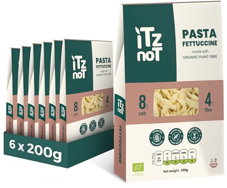 iTz noT jusT Fettuccine 200g (Pack of 6) - Low Carb Konjac Pasta, Ready to Eat, Gluten-Free, Gut Health, Plant-Based, No Added Preservatives, Low Calorie, High Fibre Pasta