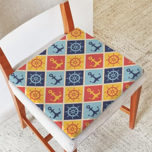 Maritime Mood Stuhlkissen, 40,6 x 40,6 cm, Memory-Schaum-Sitzkissen mit abnehmbarem Bezug, quadratisch, weich, für Esszimmer, Büro, Zimmer, Stühle, Rücksitzbezug