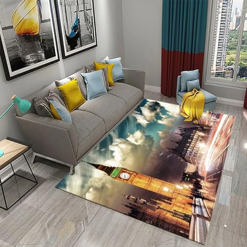 rutschfeste Fußmatte Teppich Schlafzimmer 3D London, England, Nachtansicht Dekoration Rugs Kinder Wohnzimmer Spiel Krabbelmatte 60 X 90 cm - Weich , Schmutzabweisend - Leicht Zu Reinigen -6N8C4H7P2W0