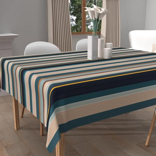 Soleil d'ocre, Nappe imprimée Anti-tâches carrée 180x180 cm BAYADERES Bleu