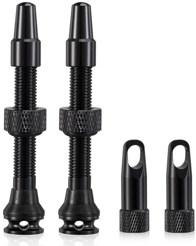HZJD 2PCS Bike Tubeless Presta Valve Stem, Black, Integrated Core Removal Tool(44 mm)