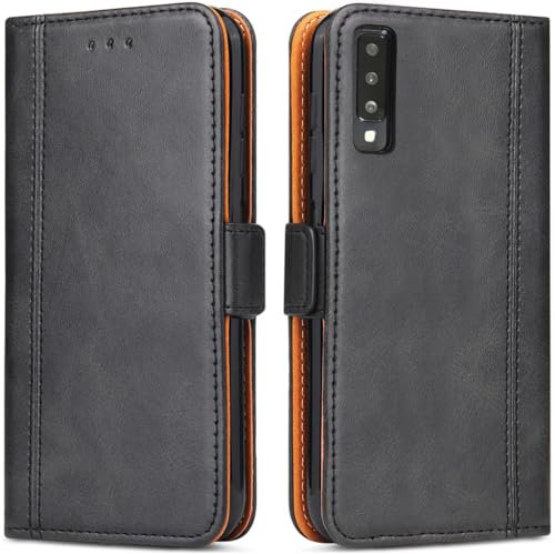 Handyhülle für Samsung Galaxy A7 2018, Leder Handytasche Kartenfach Klappständer Magnetisch Lederhülle für Samsung Galaxy A7 2018 Hülle, Schwarz