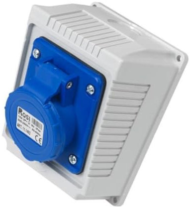 Prise murale industrielle 220 V 230 V, 3 pôles 2P+T, 32 A, IP54 - Rosi 11.1411