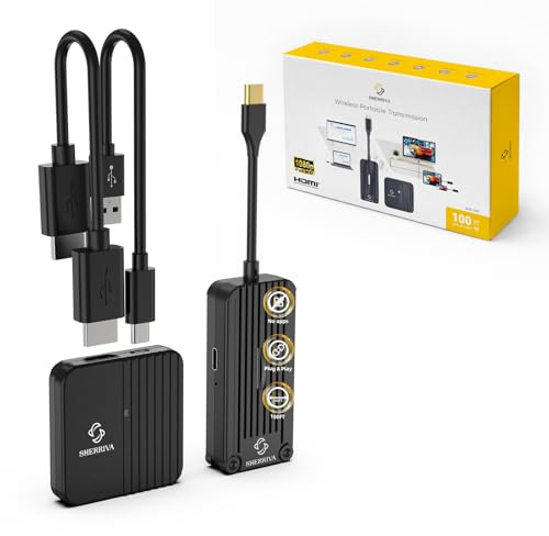 USB-C Wireless HDMI Transmitter & Receiver - 1080P@60Hz, 2.4G/5G Streaming, 100FT Reichweite, kompatibel mit Smartphone, Laptop, Netflix, Projektor, HDTV, Plug & Play, keine App/WiFi erforderlich