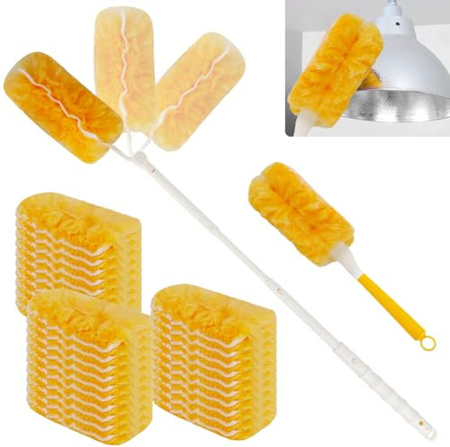32 Piezas Plumero Duster Kit, 30 Plumeros Microfibra Atrapan para Swiffer, Recargas de Plumero para Casa Escuela Oficina, con Mástil Retráctil + Asa