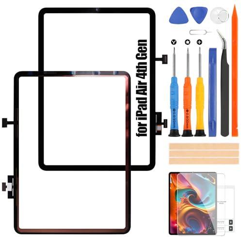 Schermo Ricambio per iPad Air 4 2020 - per iPad Air 4 Generazione Vetro Touch Screen per iPad Air4 2020 10.9 Digitalizzatore A2324 A2072 A2325 2316 Schermo di Ricambio Kits Nero, Non LCD Display