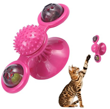 Interaktives Katzenspielzeug, lustiges Katzenspielzeug | Rotierendes Kratzspielzeug für Katzen - Katzen-Nip-Spielzeug mit Saugnapfbasis, Katzen-Spinner-Übungsspielzeug für Katzen, Kätzchen, Spielen