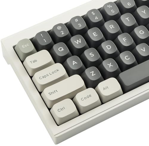 PBT Keycaps 172 Keys Double Shot YMK Profile Keycap White-Grey Dye Sublimation Cute Keycap Custom Keycaps for Cherry Gateron MX Swithes ISO/ANSI UK Layout Mechanical Keyboards