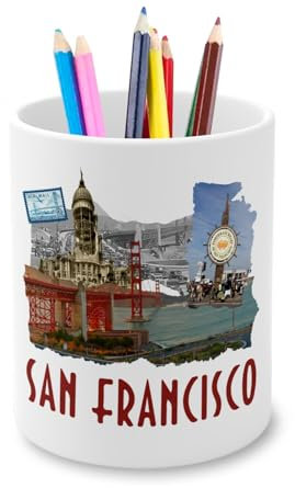 Fabulous Stifteköcher aus Keramik – San Francisco Vintage Reise USA Postkarte – 325 ml