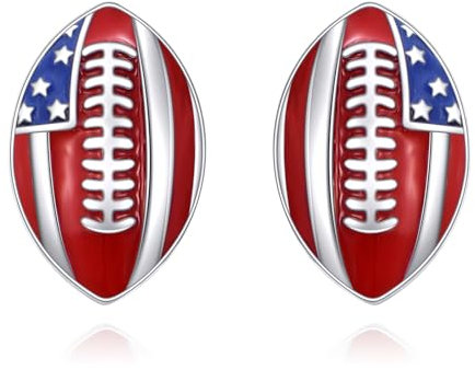 American Football Ohrstecker Sterling Silber Football Ohrringe American Football Sport Schmuck Fan Ohrringe Geschenke für Frauen Männer Sportliebhaber.