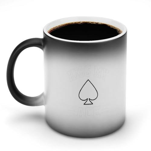 Kiss My Ace Poker Modische Farbwechseltasse, beheizte Kaffeetasse, wärmeem