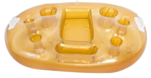 Happyyami Portavasos Inflable para Piscina y, Flotador para Bebidas Diseño De Brillante Dorado, Tamaño Grande 98x60 Cm, Accesorio Portátil para Fiestas La Playa y Piscina