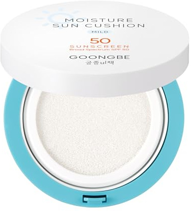 GOONGBE Moisture Sun Cushion Mild SPF 50 - Korean Moisturizing & Soothing Zinc Oxide Mineral Sunscreen - Travel Friendly Sun Cushion for Babies & Kids - Vegan, Reef-Safe, Allergen-Free, 0.81oz.