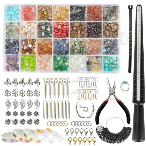 USHOP Schmuckherstellung Set,Schmuck Selber Machen Set,mit Anhängerdraht,Zangen,Karabinerhaken,für Ringe,Ohrringe und Schmuckherstellung