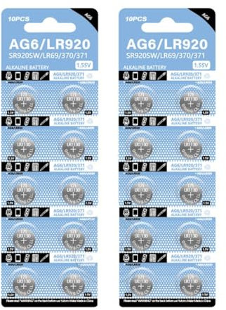 Xuanxi AG6/LR920 Lot de 10/20/50 piles alcalines 320 mAh