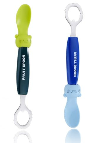 ZUWIJEQ 2pcs Cucchiaio Silicone Neonato,Posate Pappa Neonato Cibo Complementare Senza Bpa Raschiare La Frutta Si Adatta Alla Bocca Del Bambino Adatto a Microonde,Lavastoviglie e Congelatore