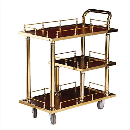 HUIBBGO Elegante Carrito de Barra Dorado con estantes de Vidrio para almacenar y Servir. Moderno Carrito para Bebidas y vinoteca.