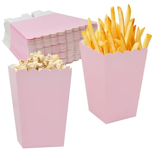 Lot de 50 Petite Popcorn Boîtes, Boîtes à Popcorn Rose, Carton Bonbon Conteneuren, Petits Seaux Popcorn pour Fête d'anniversaire, Mariage, Soirées Cinéma, Carnaval, Noël