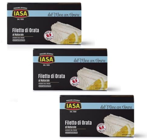 Iasa® | Filetto Orata al Naturale Sapore Tipico Cucina Mediterranea | Piatto Pronto Orata Delicata e Leggera Lavorata dal Fresco - 3 x 145 Gr Netto