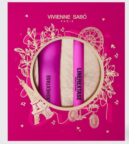 VIVIENNE SABO 2er Set Augen-Make-up Lashextase Mascara + Linerextase | ideal als Geschenk oder für dramatische Looks, intensiver Augenaufschlag, flexible Silikonbürste, präziser Eyeliner